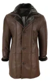 Truclothing 3/4 Long Duffle Jacket Sheepskin In Brown