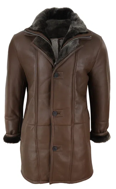 Truclothing 3/4 Long Duffle Jacket Sheepskin In Brown