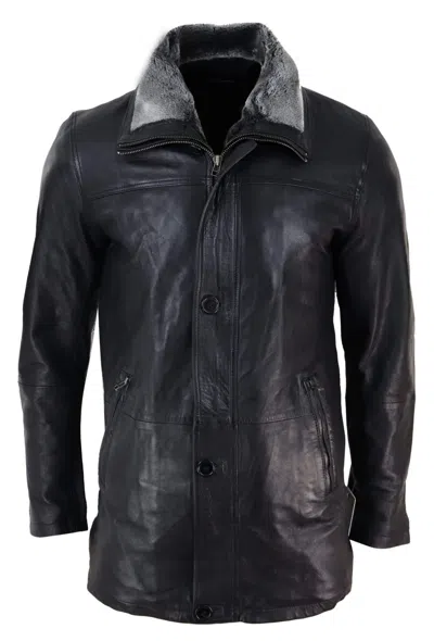 Truclothing 3/4 Long Safari Button Cover Coat In Black