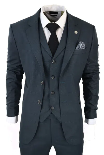 Truclothing Ak-07 Herringbone Tweed 3 Piece Suit In Green