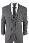 Truclothing Ak-10 Herringbone Tweed 3 Piece Suit In Grey