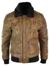Truclothing Aviator Pilot Bomber Jacket In Brown