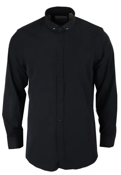 Truclothing Black Club Collar Shirt With Bar Poplin Pin