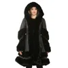 Truclothing Black Flared Hooded Leather Cape Coat In Black