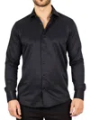 Truclothing Black Long Sleeve Regular Fit Double Cuff Twill Oxford Shirt In Black