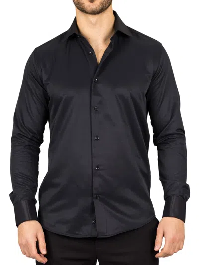 Truclothing Black Long Sleeve Regular Fit Double Cuff Twill Oxford Shirt