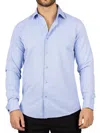 Truclothing Blue Long Sleeve Regular Fit Double Cuff Twill Oxford Shirt In Blue
