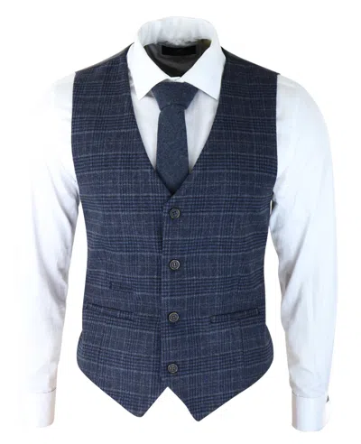 Truclothing Blue Prince Of Wales Check Waistcoat
