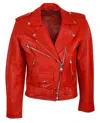 Truclothing Brando Biker Leather Jacket In Red