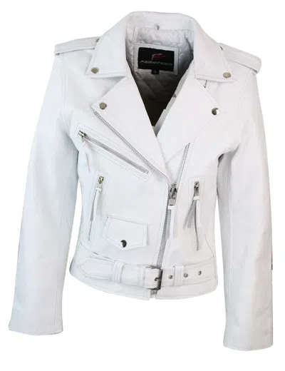 Truclothing Brando Short Biker Jacket In White