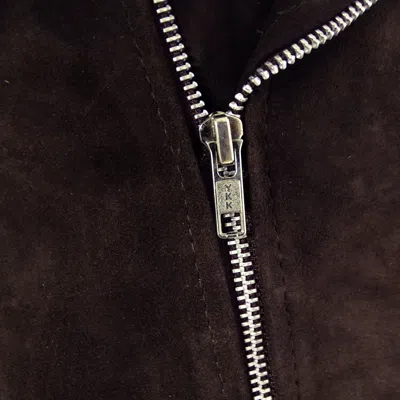 Truclothing Brando Slim Cross Zip Suede Leather Jacket In Brown