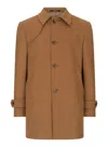 Truclothing Camel 3/4 Overcoat Classic Button Down Collar Shoulder Patch In Brown
