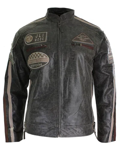 Truclothing Classic Biker Leather Jacket In Multi