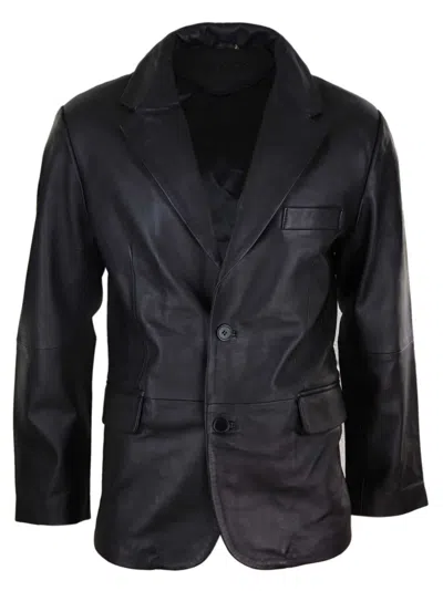 Truclothing Classic Leather 2 Button Blazer Vintage In Black