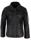 Truclothing Classic Real Leather Collar Box Jacket In Brown