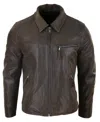 Truclothing Classic Real Leather Collar Box Jacket In Multi