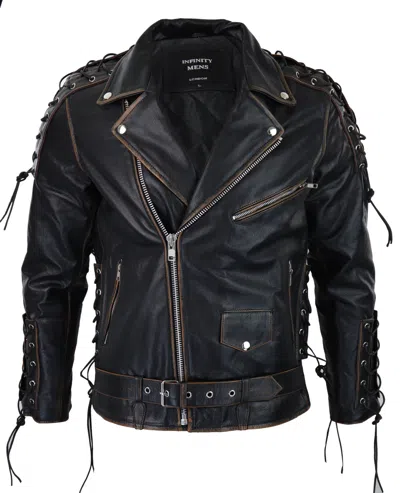 Truclothing Cow Hide Leather Jacket Cross Zip Biker In Black