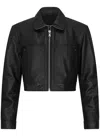 Truclothing Cropped Biker Leather Jacket In Black