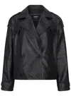 Truclothing Cropped Trenchcoat Leather Jacket In Black
