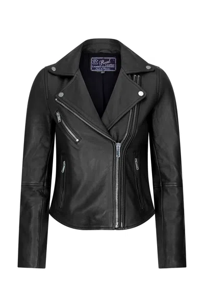 Truclothing Cross Zip Biker Leather Jacket In Black