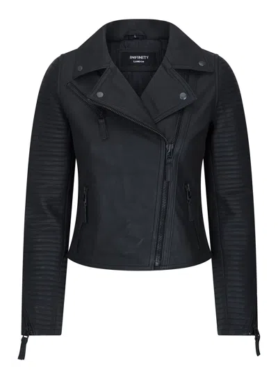 Truclothing Cross Zip Biker Leather Jacket Matt In Black