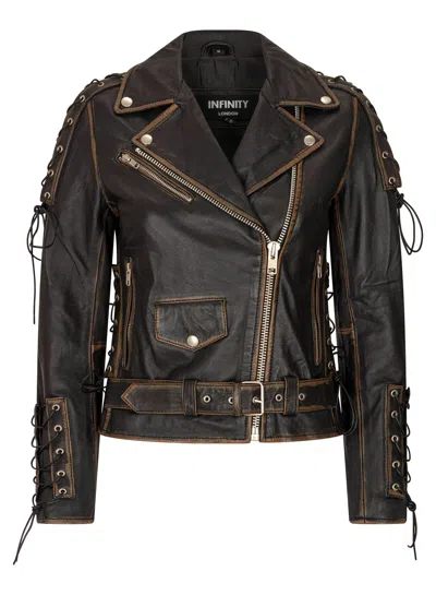 Truclothing Cross Zip Brando Biker Leather Jacket Live To Ride In Black