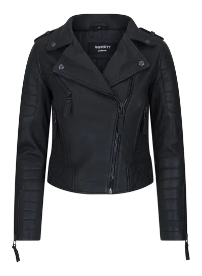 Truclothing Cross Zip Motorcycle Brando Leatherjacket In Black