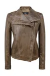 Truclothing Cross Zip Vintage Biker Jacket Casual In Brown