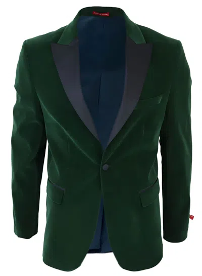 Truclothing Elegant Velvet Tuxedo Blazer Wedding Prom In Green