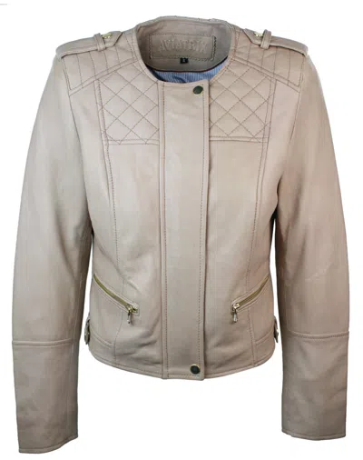 Truclothing Fitted Leather Biker Jacket In Gray