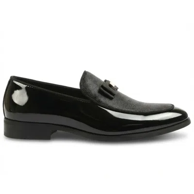 Truclothing Formal Dress Loafers Pu Leather Textured Slip-on Shoes In Black