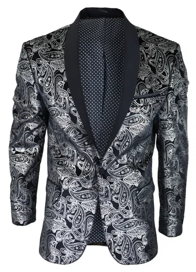 Truclothing Formal Velvet Paisley Blazer In Black