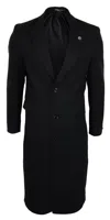Truclothing Full Length Overcoat Wool Mix Peaky Blinders In Black