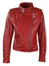 Truclothing Genuine Leather Biker Jacket Velvet Lining In Red