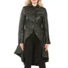 Truclothing Gothic Full Length Victorian Leather Coat In Black