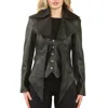 Truclothing Gothic Mid-length Edwardian Leather Jacket In Black