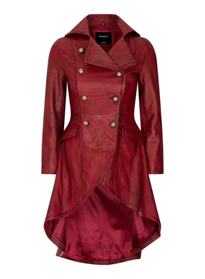 Truclothing Gothic Tail Coat Double Breasted Leather Jacket In Pink