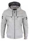 Truclothing Hood Leather Bomber Jacket Red In White