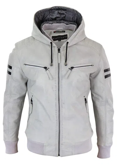 Truclothing Hood Leather Bomber Jacket Red In White