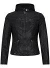 Truclothing Hooded Biker Leather Jacket In Black