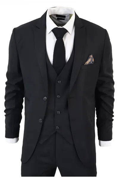 Truclothing Im1 Classic Plain 3 Piece Suit In Black