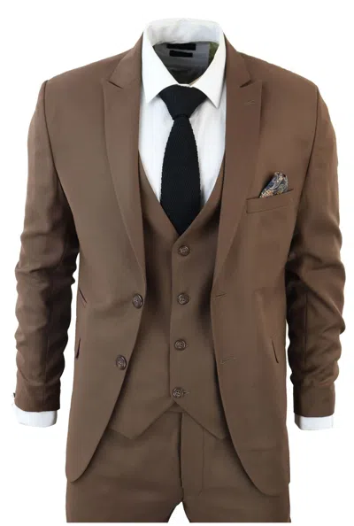 Truclothing Im1 Classic Plain 3 Piece Suit In Brown
