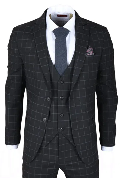 Truclothing Im3 Checked Tailored Fit Suit In Black