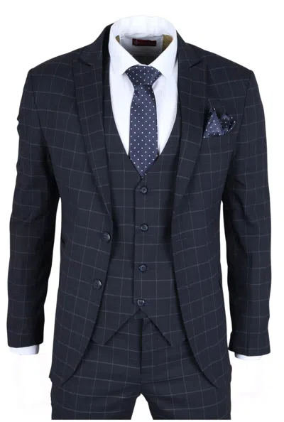 Truclothing Im3 Checked Tailored Fit Suit In Blue
