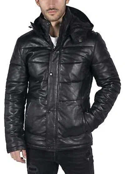 Pre-owned Truclothing Infinity Men's Puffer Hooded Quilted Black Jacket