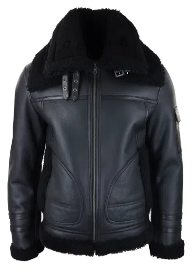 Pre-owned Truclothing Infinity Men's Shearling Sheepskin Zipped Coat In Black