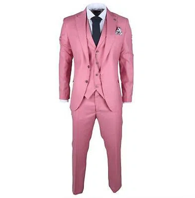 Pre-owned Truclothing James - Men's 3 Piece Pink Tailored Fit Suit