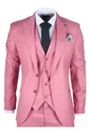 Truclothing James 3 Piece Suit In Pink