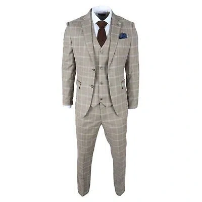 Pre-owned Truclothing James Darby Hode - Men's Brown Checked 3 Piece Suit