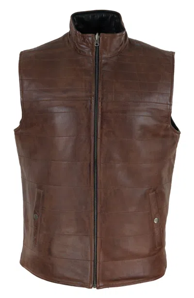 Truclothing Japanese Style Leather Waistcoat Gilet In Black